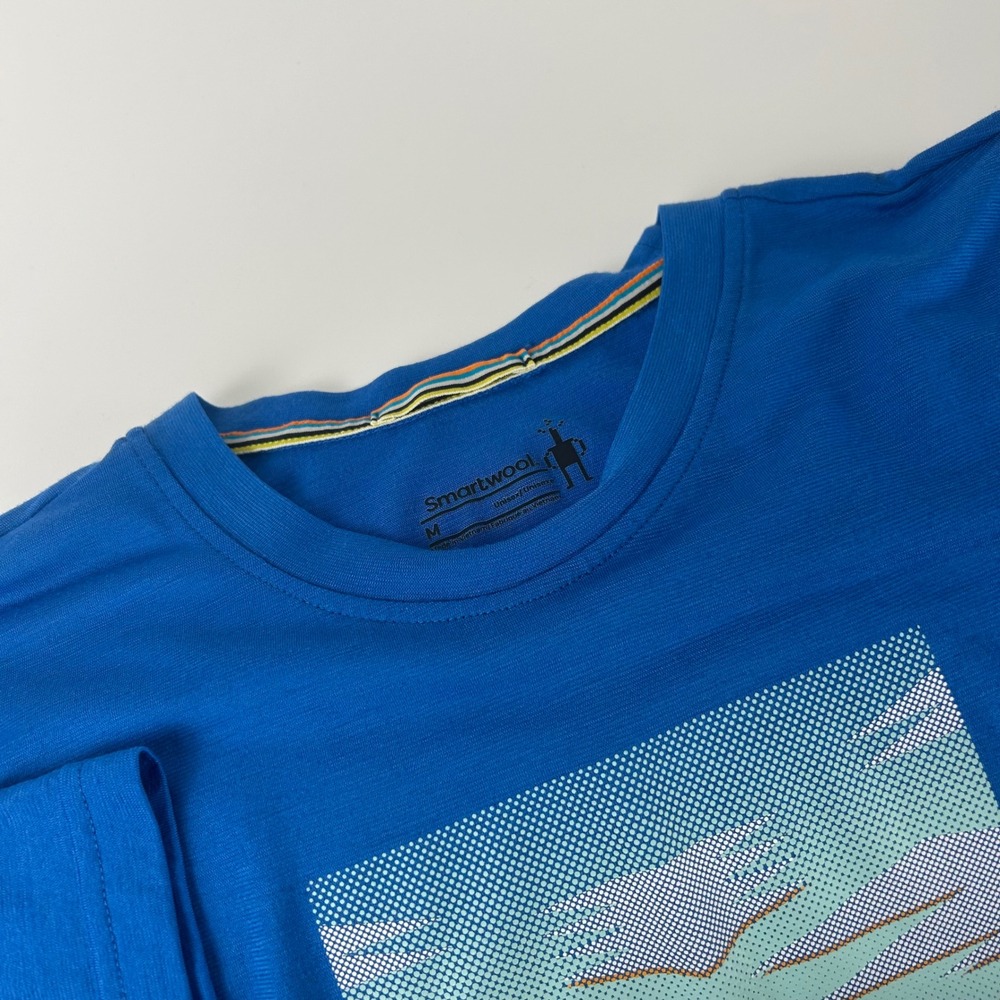 Smartwool Mens M Outdoor Merino Sport Graphic Tee Blue Mountain Sunset T-Shirt